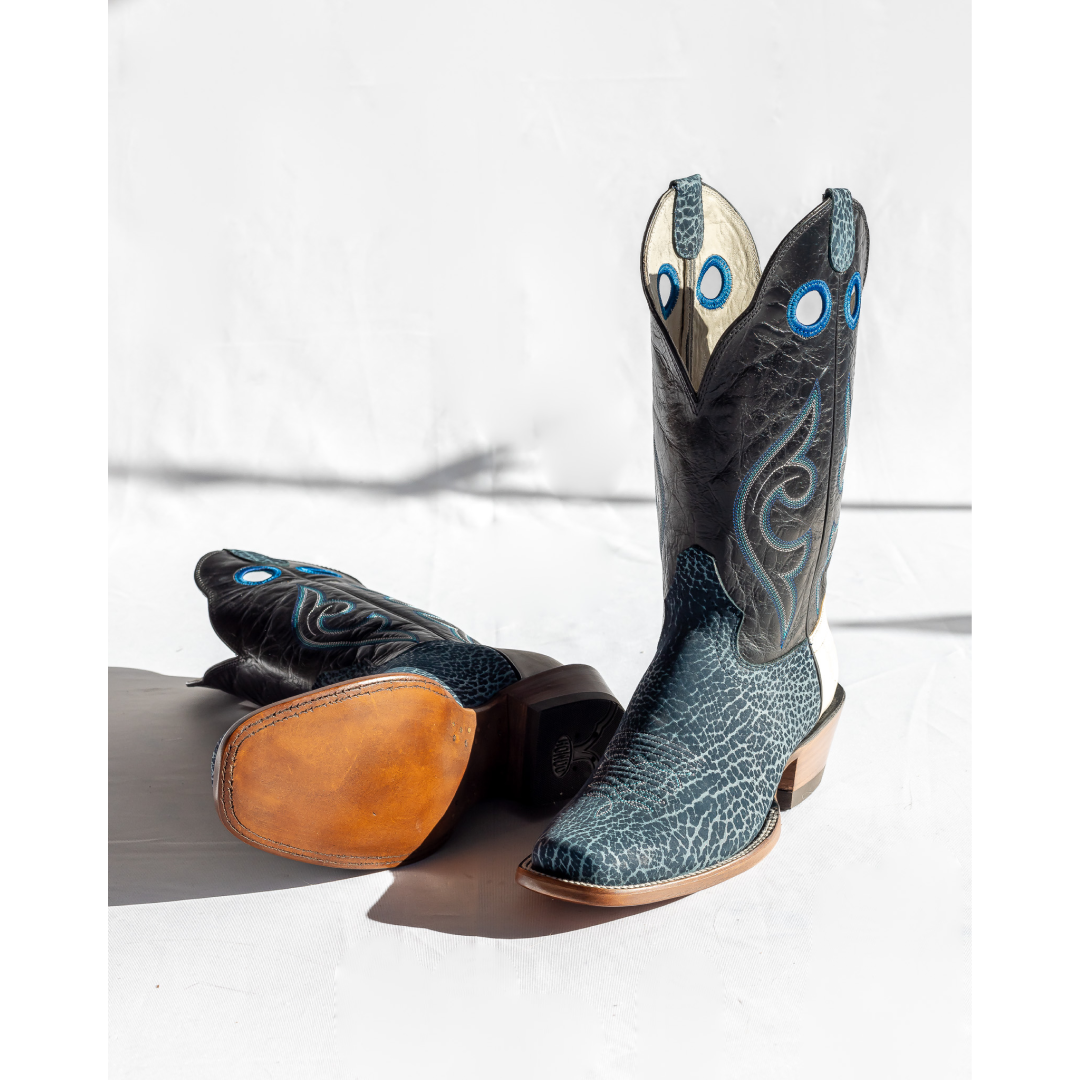 Hondo Men's Cowboy Boots 13" Blue Nubuck Bullhide