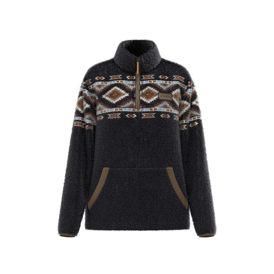 Hooey "Kodi" Fleece Pullover Black with Multi Color Aztec - Hooey