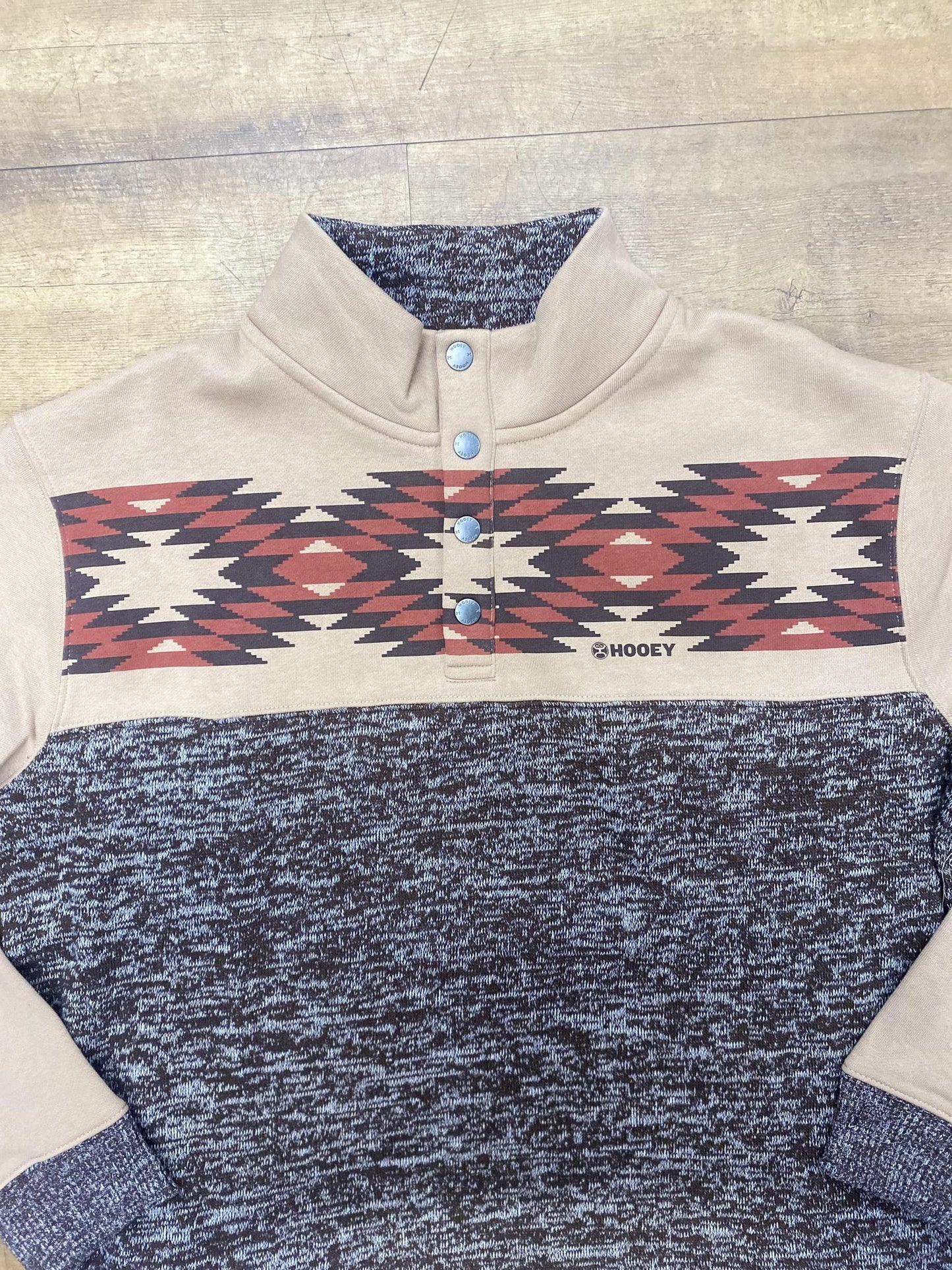 Hooey Men's Stevie Brown/Red/Black Design Pullover