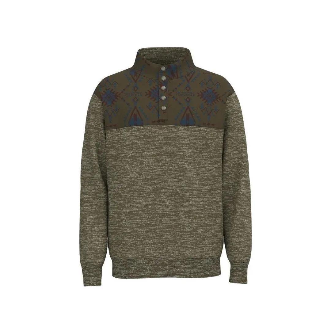 Hooey Men's "Stevie" Pullover Brown w/Red & Blue Aztec-CLEARANCE - Hooey