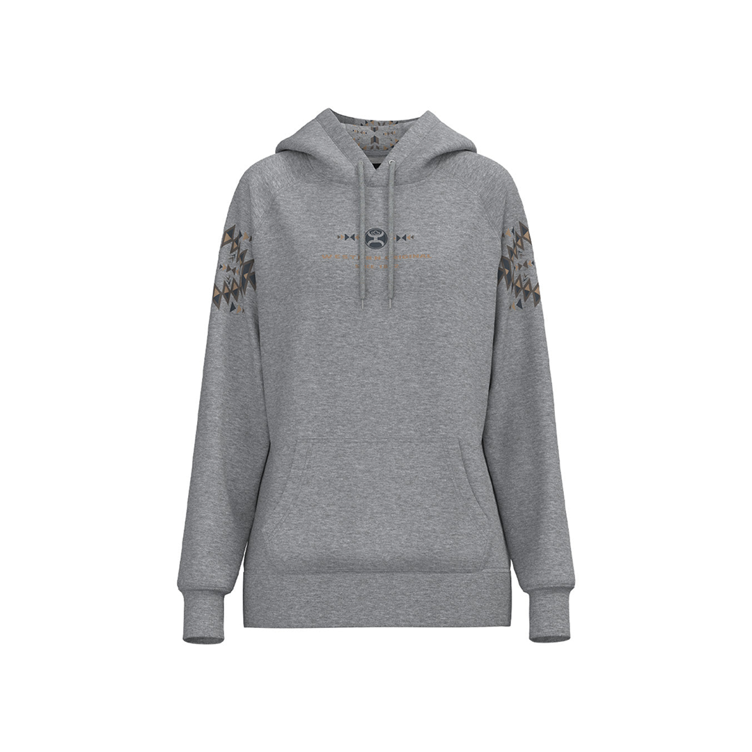 Hooey Women's Eldorado Hoodie Heather Grey w/ Black and Tan Aztec