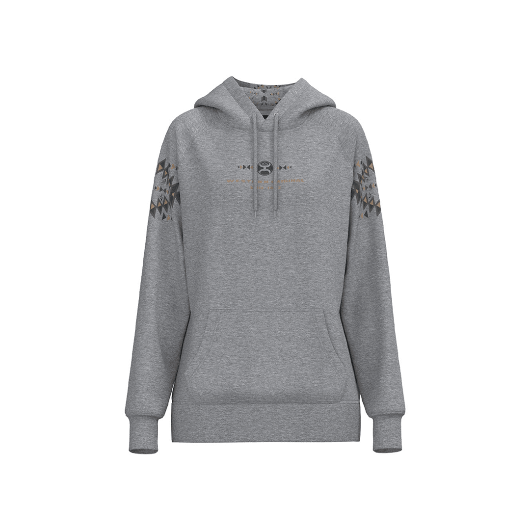Hooey Women's Eldorado Hoodie Heather Grey w/ Black and Tan Aztec - Hooey
