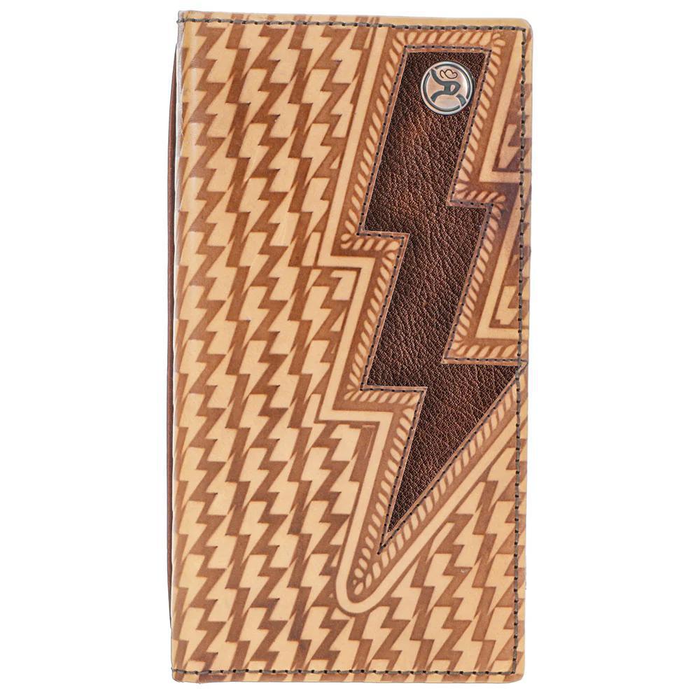 Hooey "Zemi" Tam Basket Weave With Brown Lighting Bolt Rodeo Wallet - Hooey