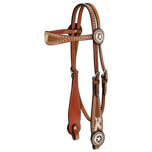 JT International Royal King Browband Headstall With Spotted Hair Overlay 45-630