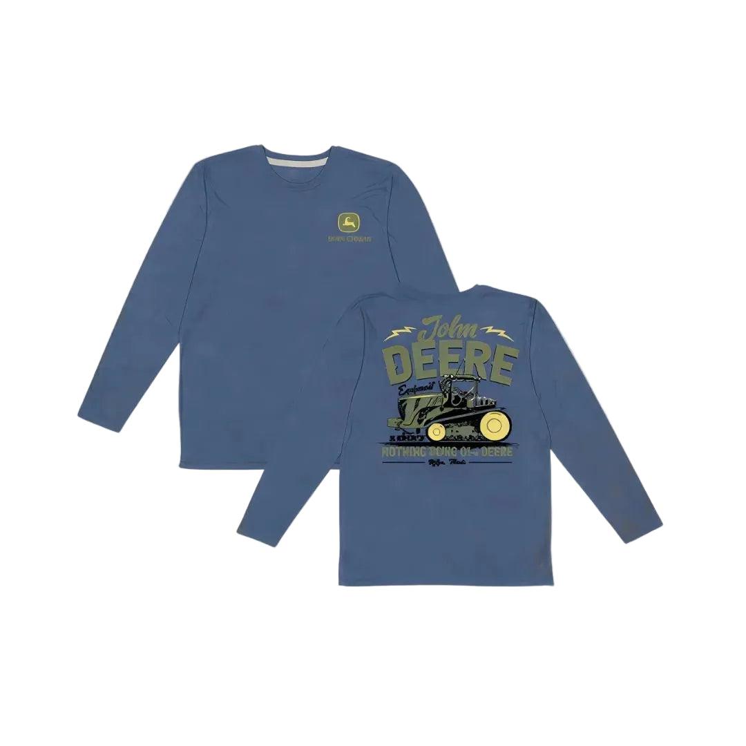 John Deere Men's Long Sleeve Graphic Shirt in Indigo