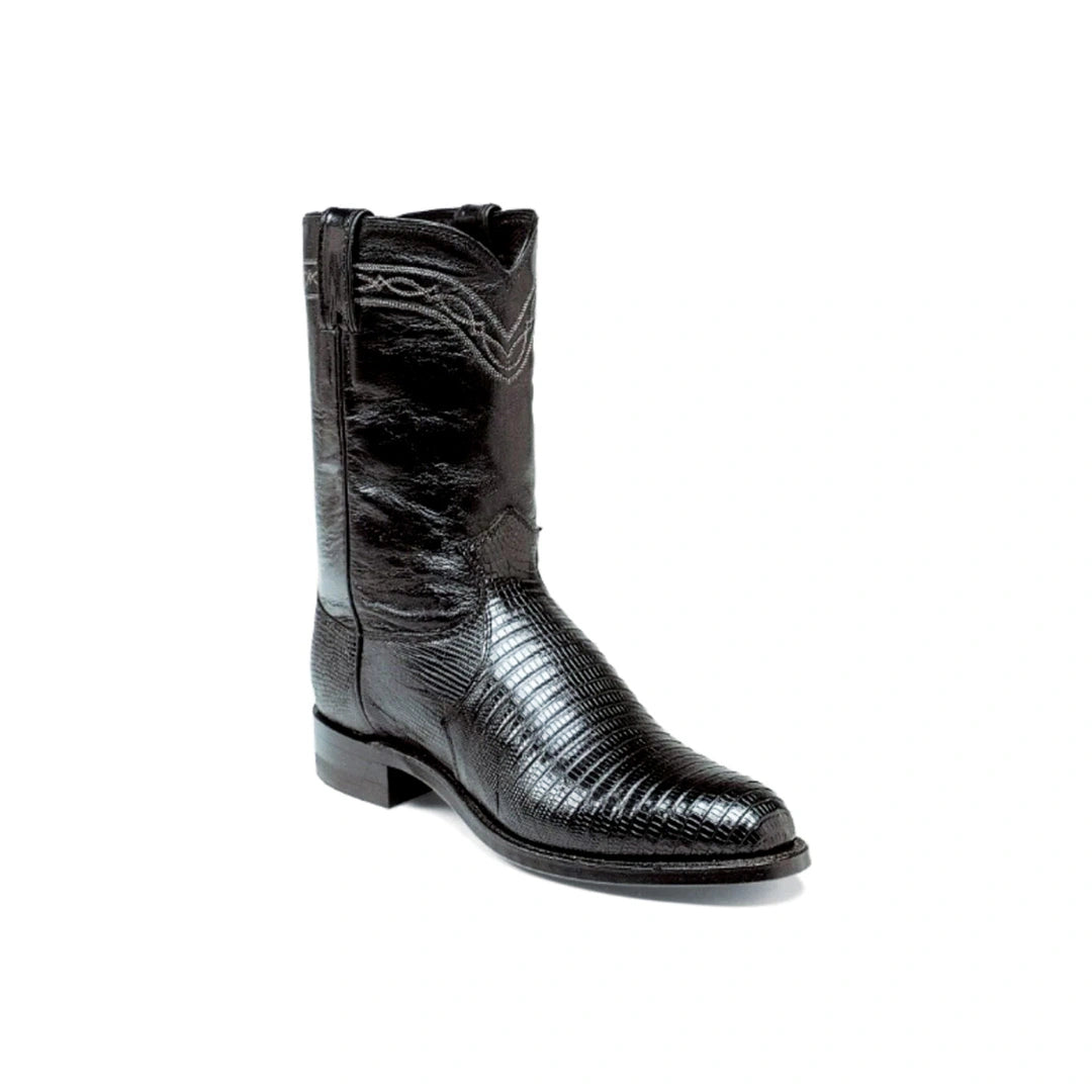 Justin Men's Cowboy Boots Exotic Lizard and Kid Leather Roper Heel