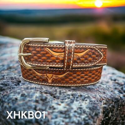 Kid's Twisted X Belt Long Horn Tooled Leather Belt - Twisted X