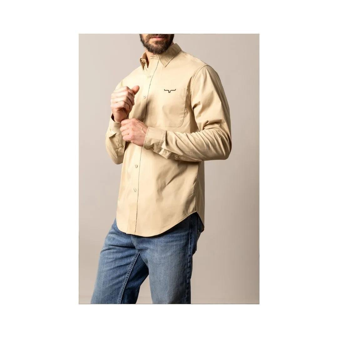 Kimes Ranch Men's KR Team Dress Shirt- Khaki - Kimes Ranch