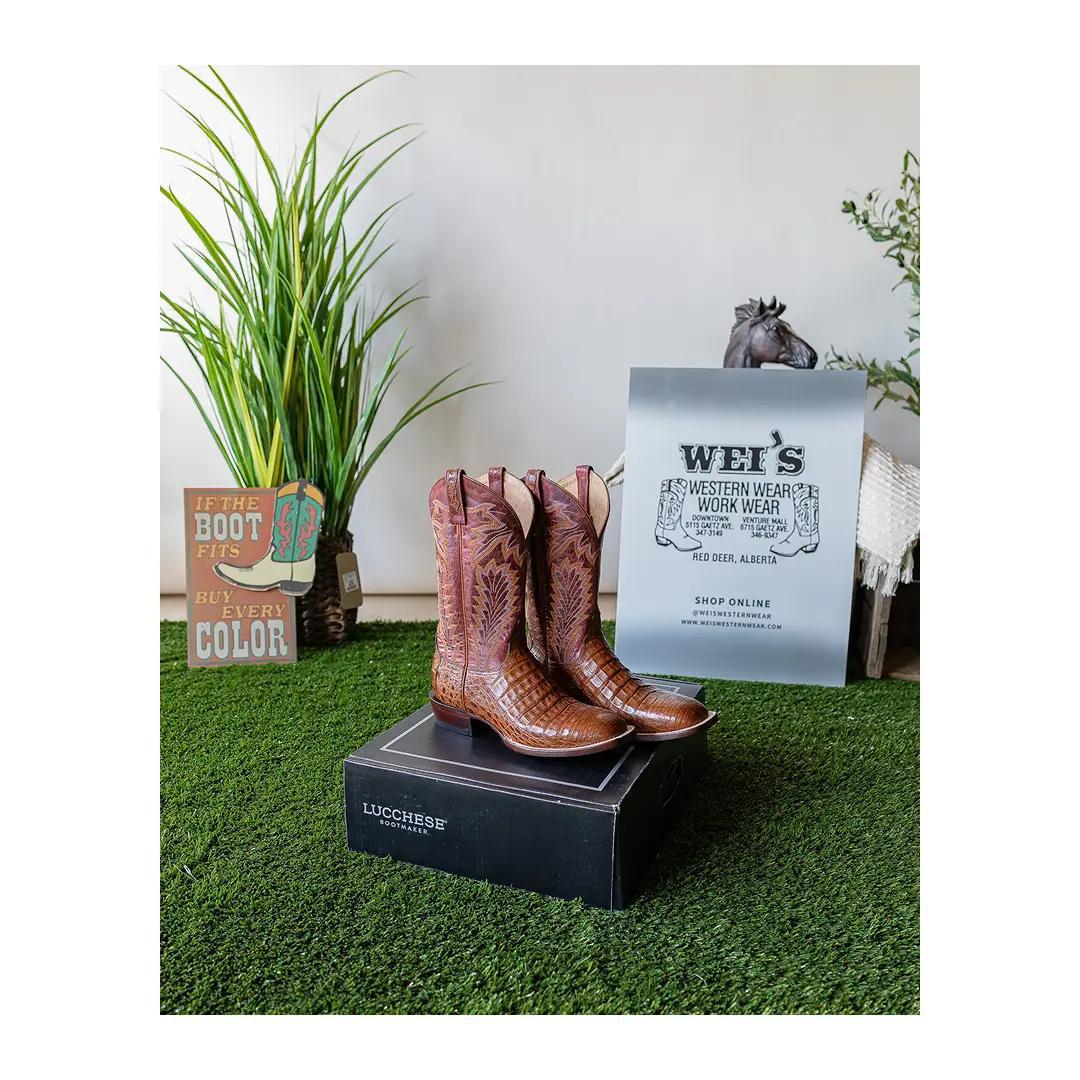 Lucchese Men's Caiman Belly Exotic Cowboy Boots Wyatt - Lucchese