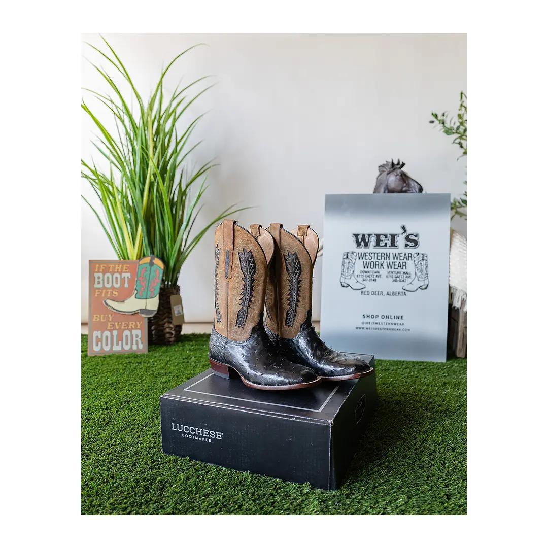 Lucchese Men's Full Quill Ostrich Exotic Cowboy Boot Roscoe - Lucchese