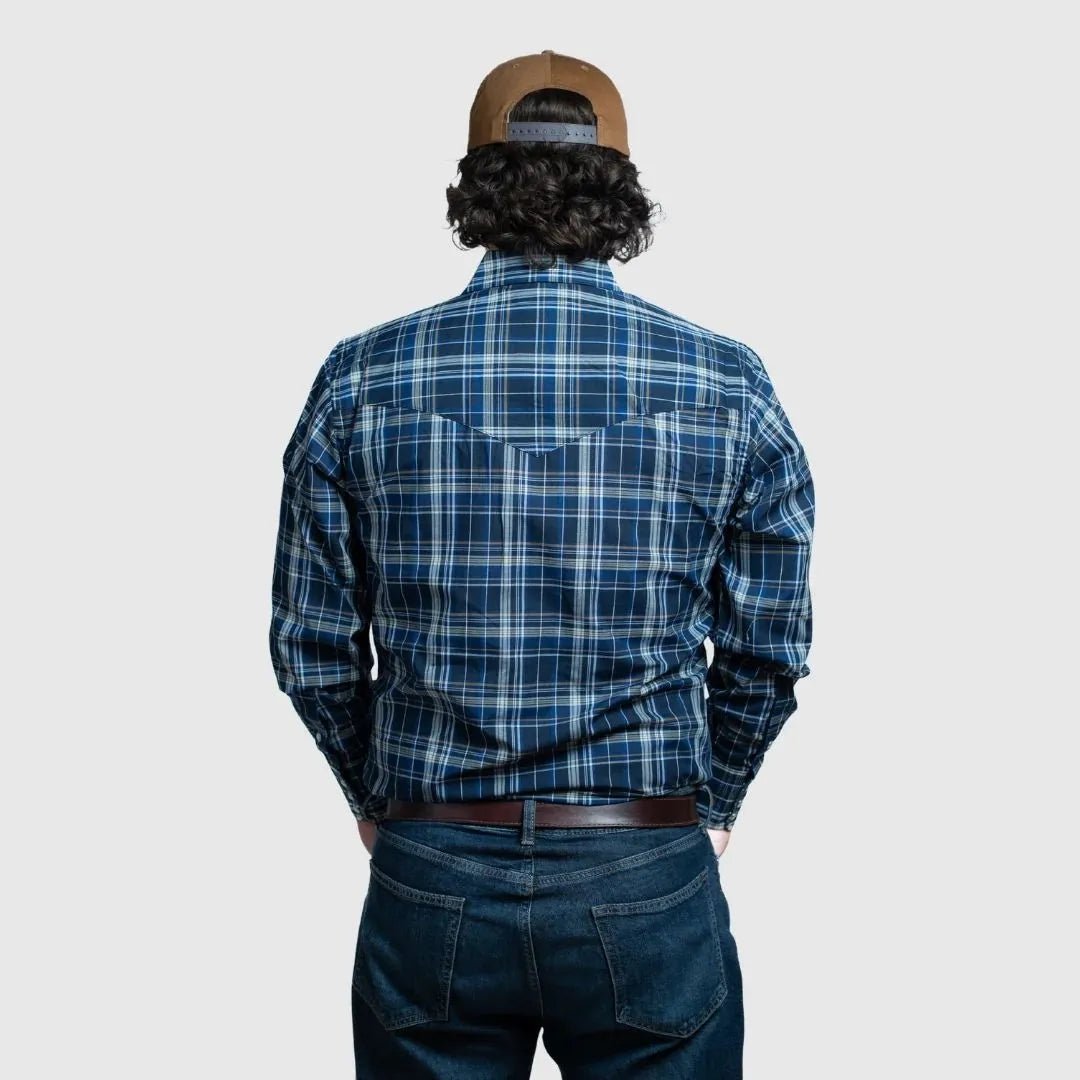 MWG Apparel Men's Snap Plaid Shirt - Dark Royal - MWG