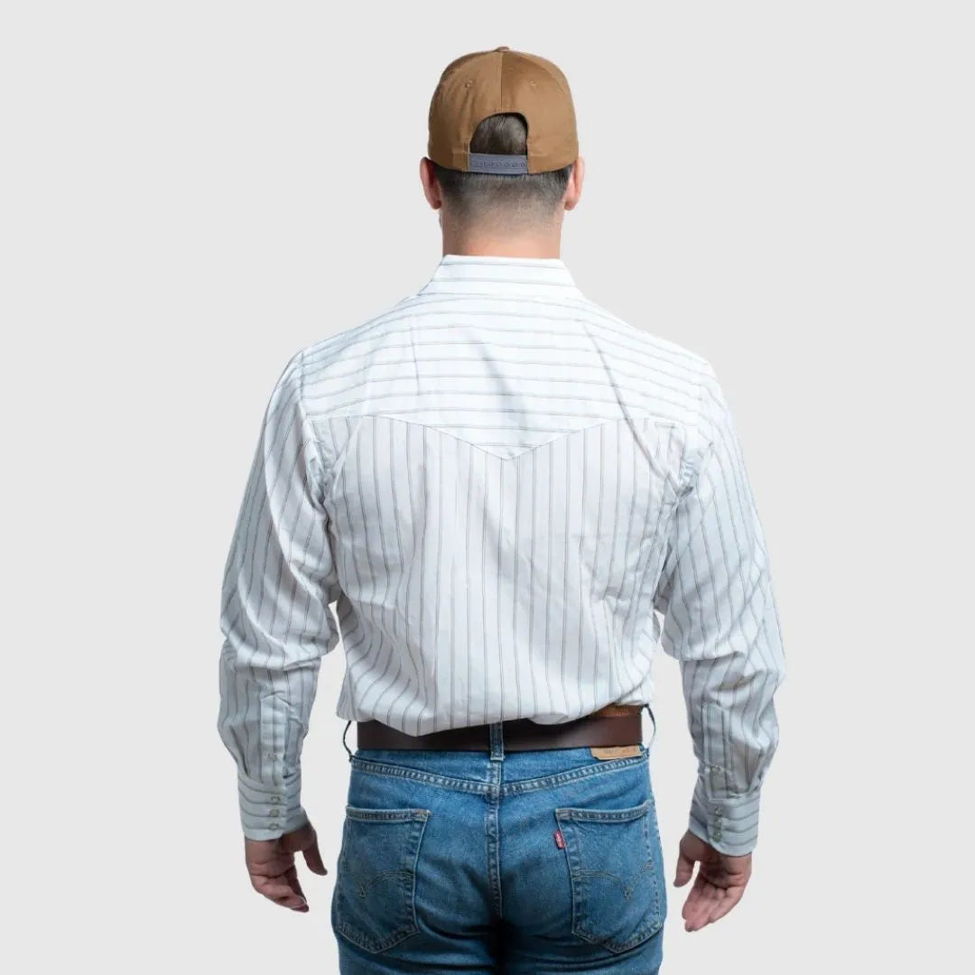 MWG Apparel Men's Western Stripe Shirt - White weis-western-wear