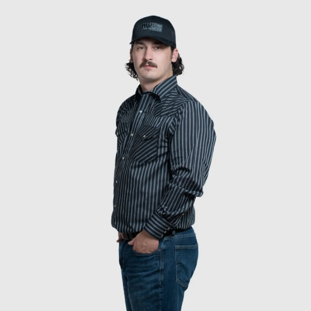 MWG Apparel Men's Western Stripe Shirt - Charcoal weis-western-wear