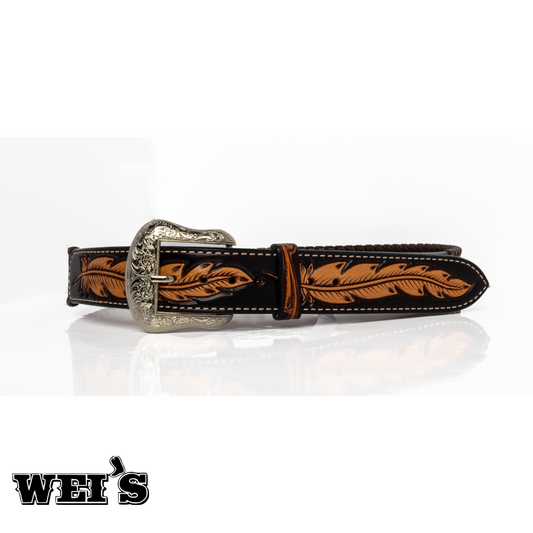 Men's Printed Belt By Ranger Company Cloth & Leather Buck Stitch BT-902