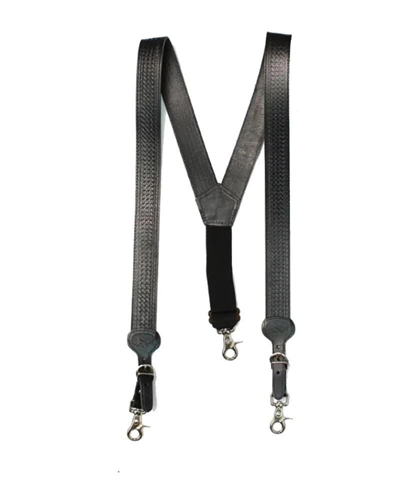 Nocona Men's Black Leather Suspenders