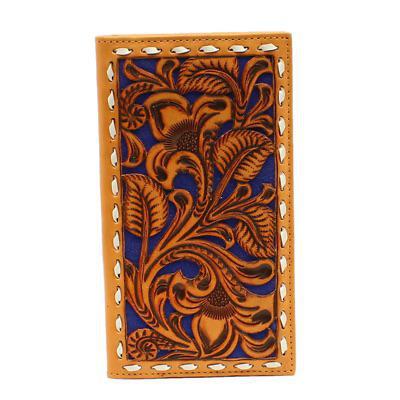 Nocona Men's Rodeo Floral Embossed Blue Wallet