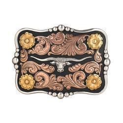 Nocona Mens Rectangle Buckle Longhorn