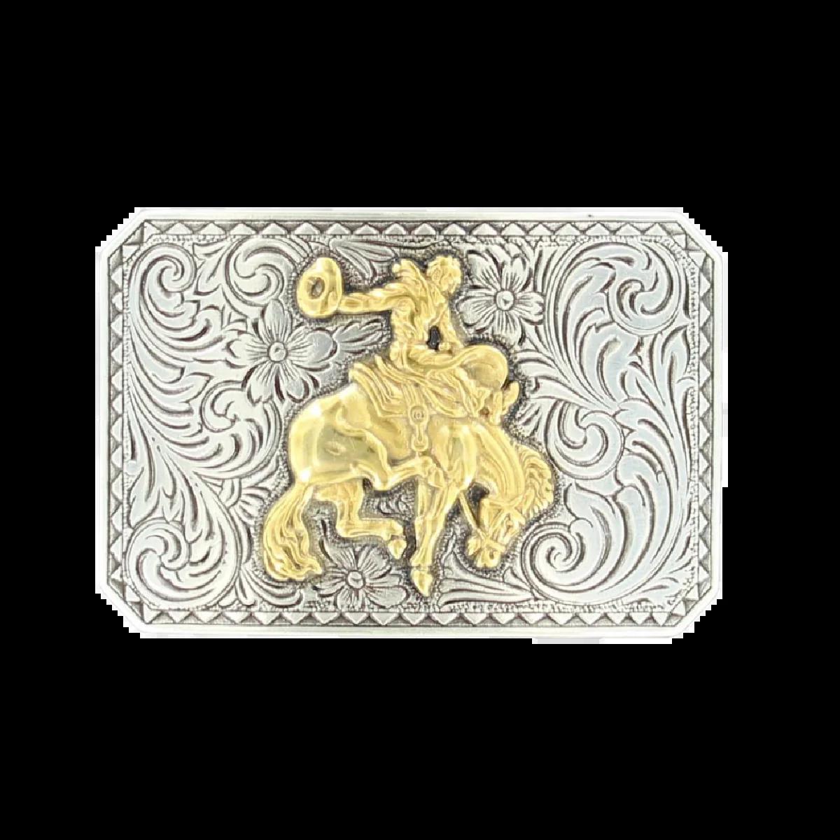 Nocona Silver And Gold Bronc Rider Belt Buckle