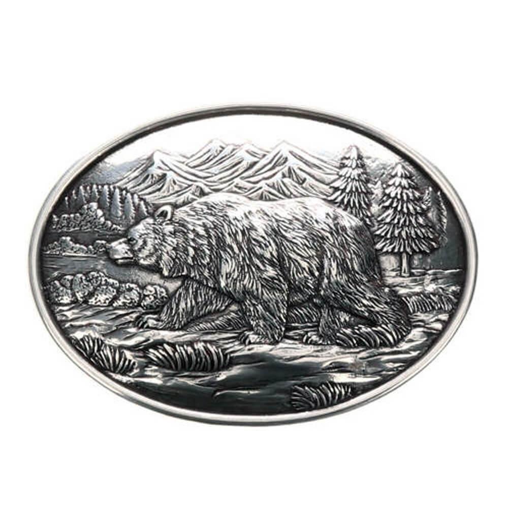 Nocona Western Oval Belt Buckle – Grizzly Bear - Nocona
