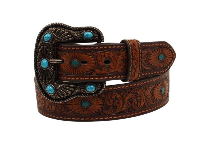 Nocona Women's Floral With Turquoise Inlay N3412002