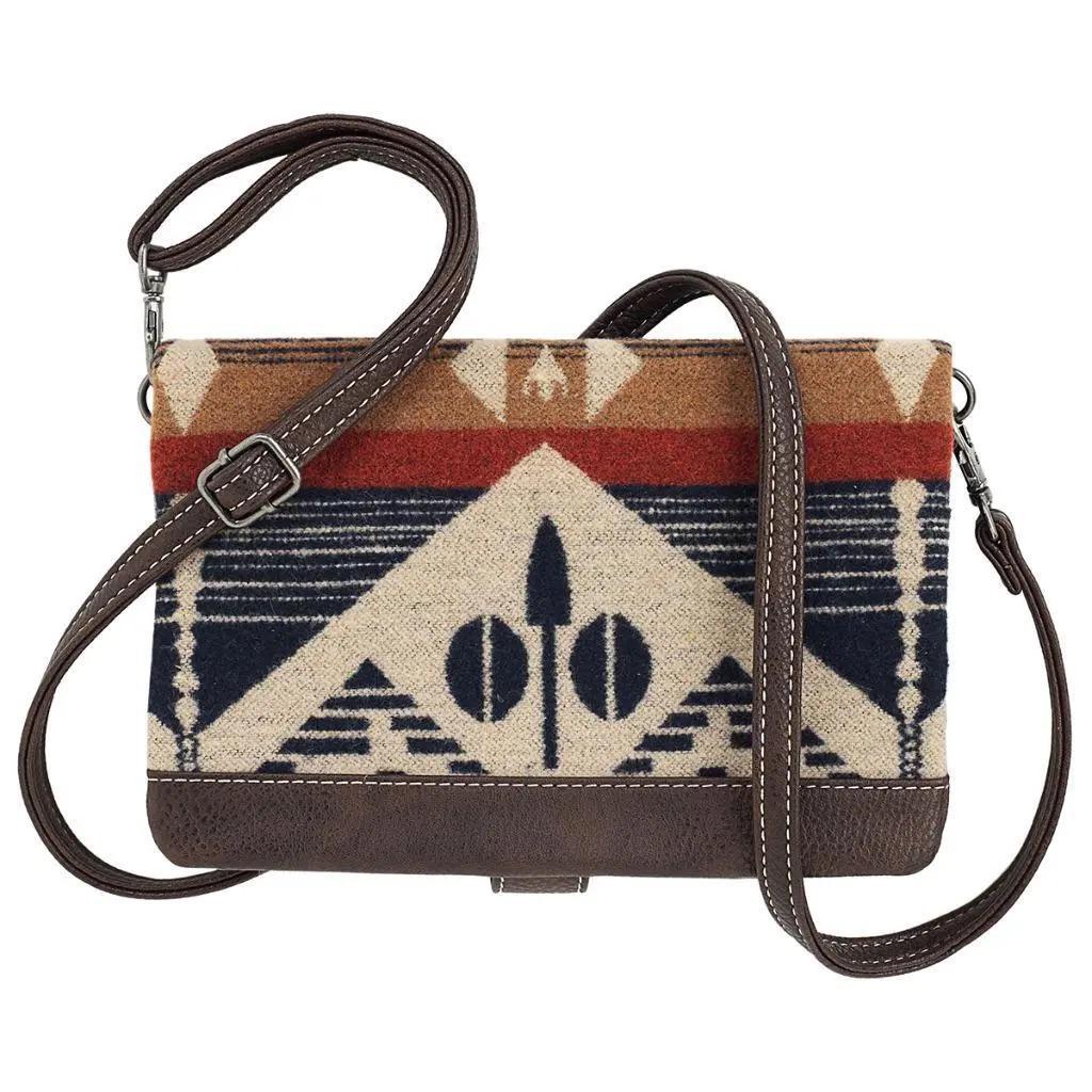 Nocona Womens Crossbody Clutch Bag Leather Fabric Brown N770013747