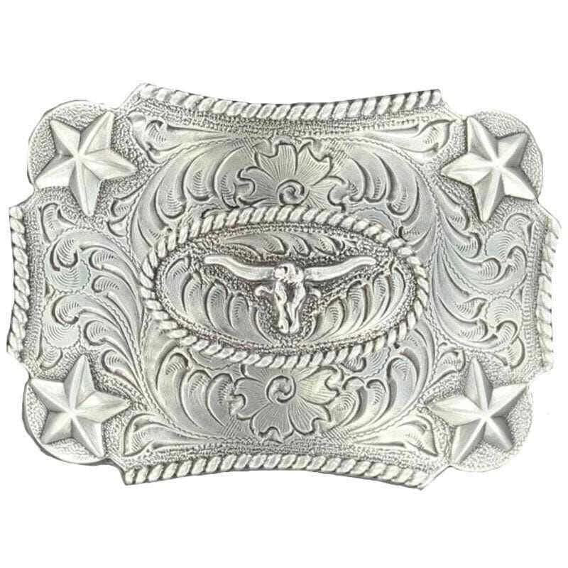 Nocona Youth Longhorn Silver Belt Buckle