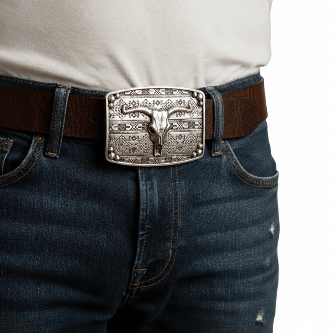 Nocona Rectangle Bull Skull Buckle - Nocona