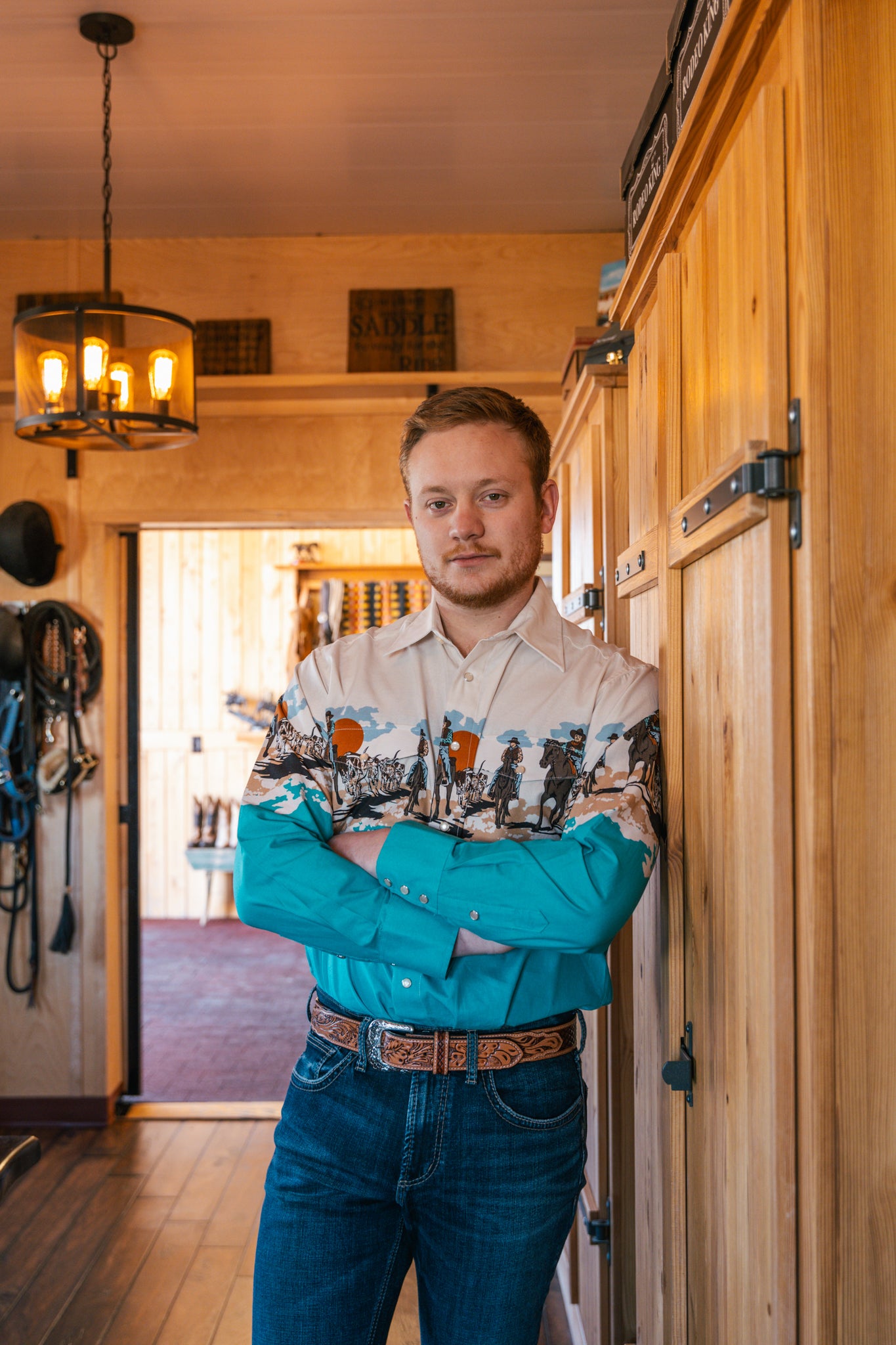 Panhandle Men's Cowboy Border Snap Long Sleeve Shirt