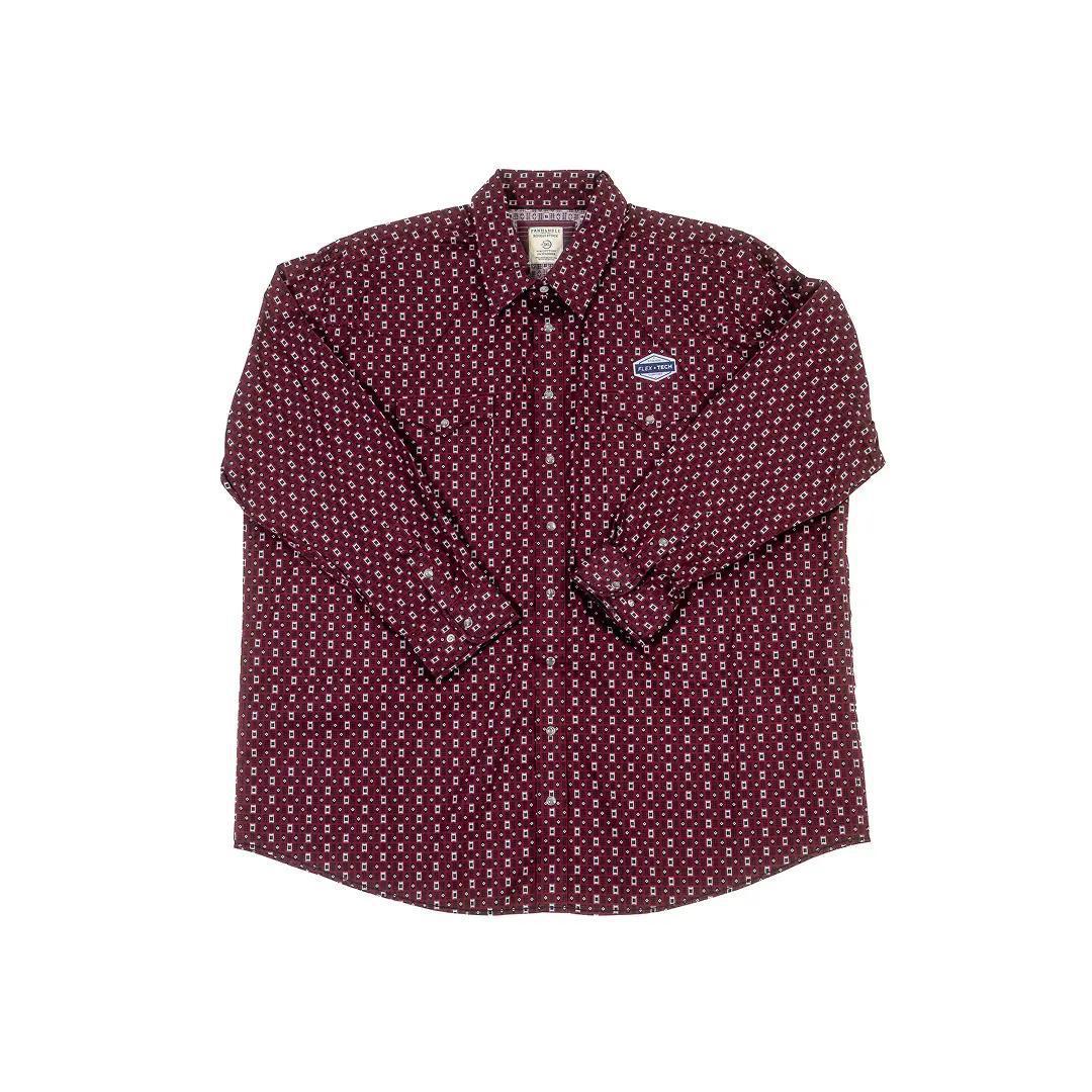 Panhandle Men's Long Sleeve Rough Stock Print Burgundy