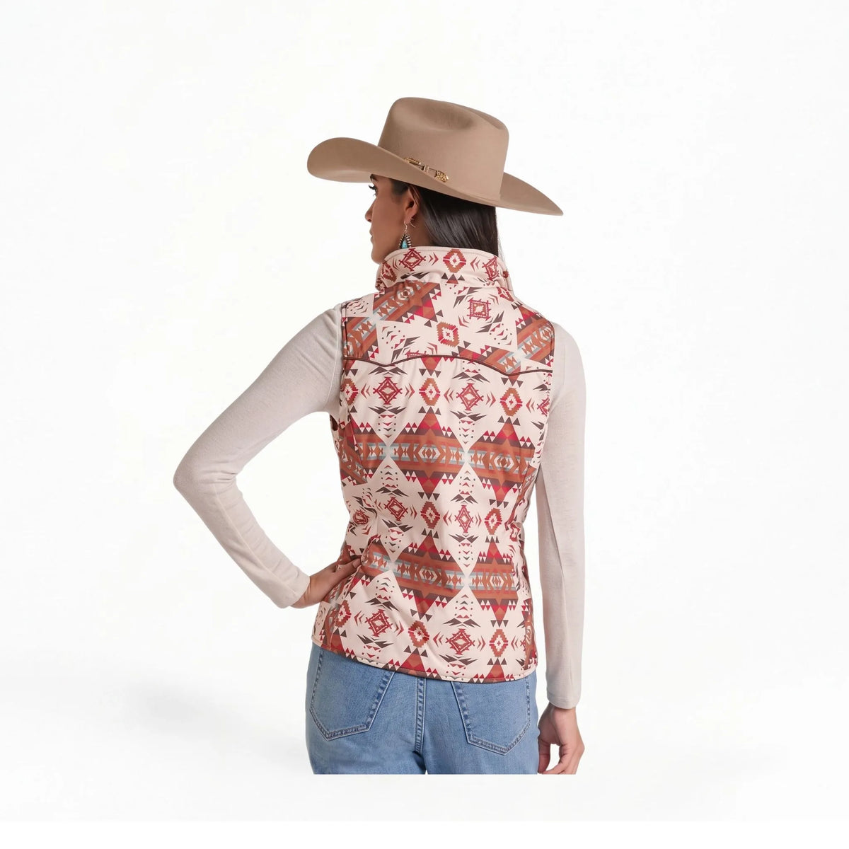 Panhandle Slim Women's Rust Aztec Print Reversible Vest