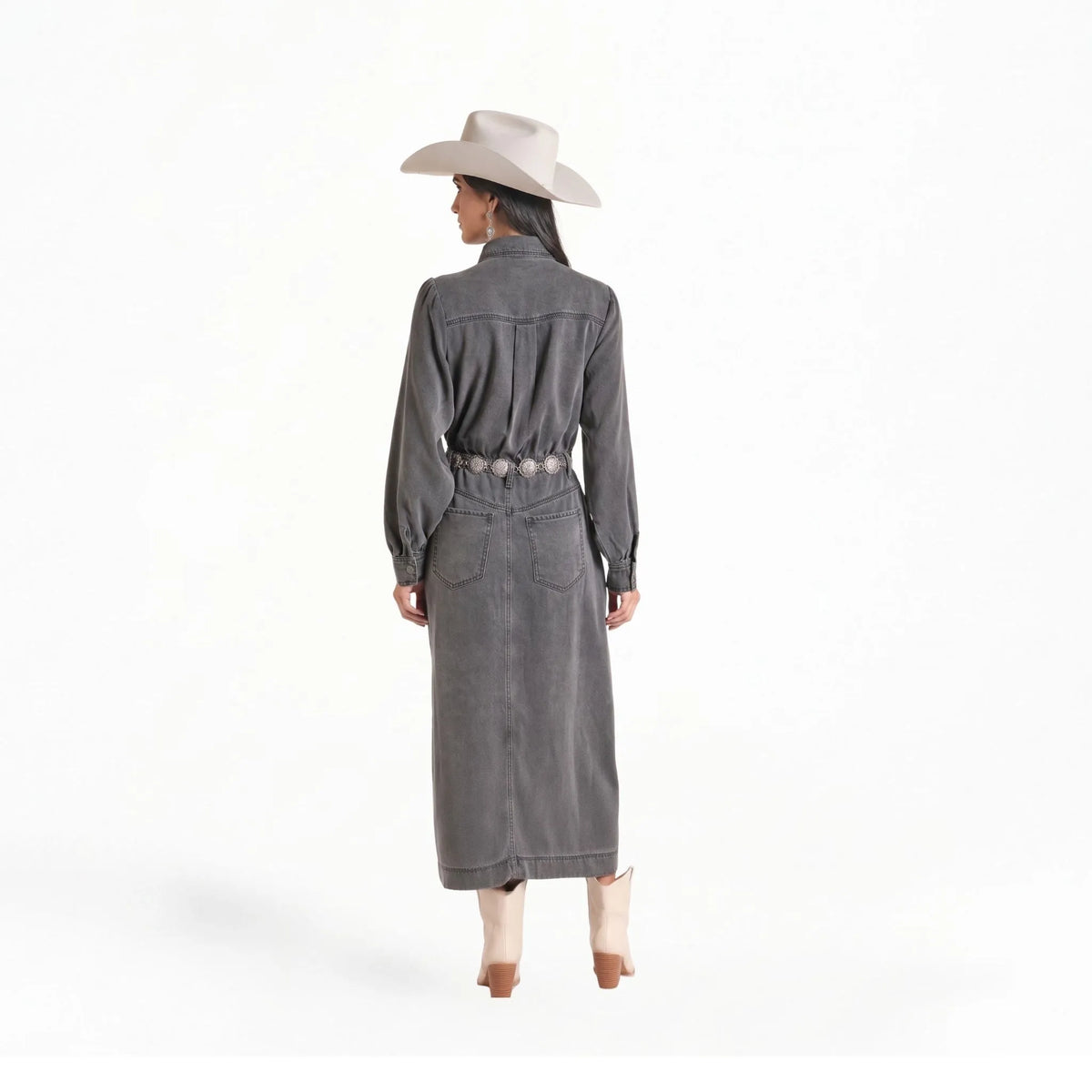 Panhandle Women's Long Black Denim Dress