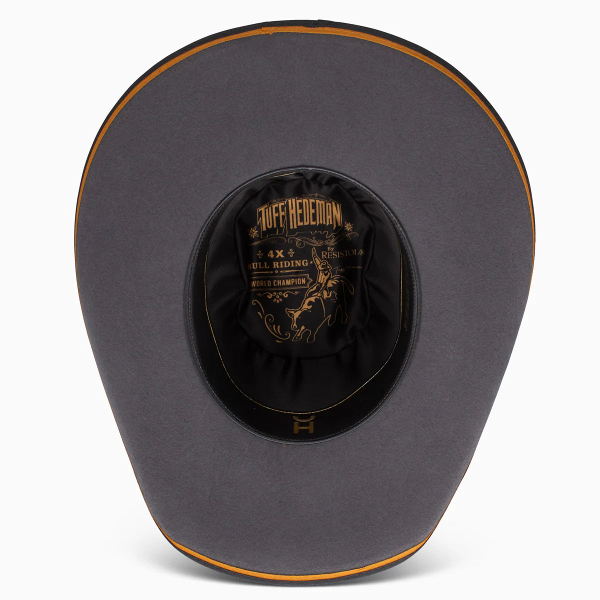 Resistol Tuff Hedeman Ranger Rider B wool felt western hat, interior view highlighting the high-quality leather sweatband.