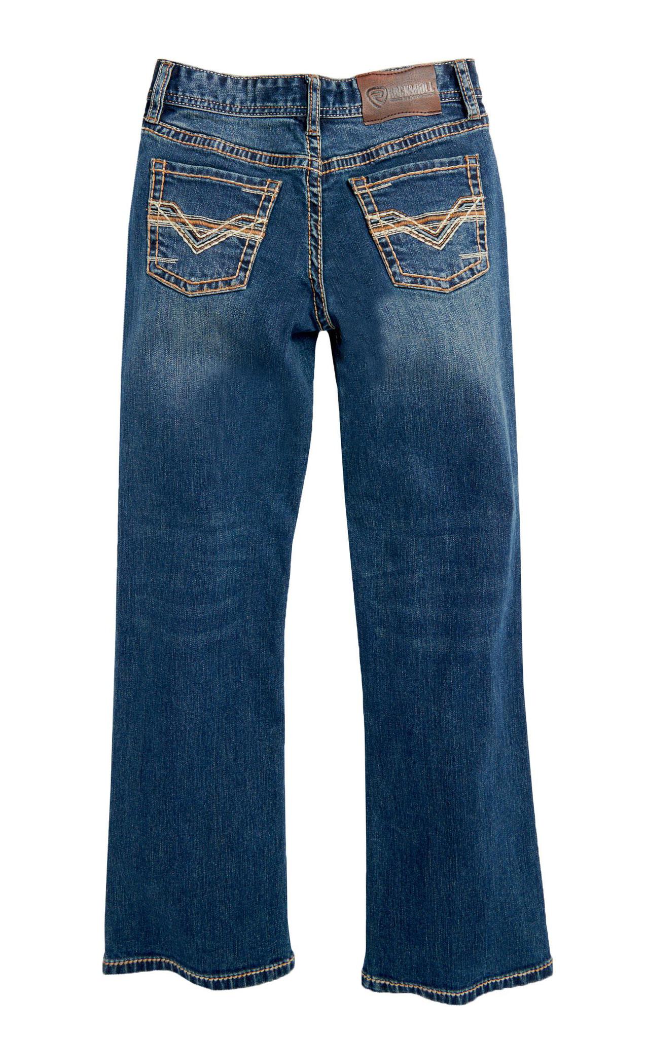 Rock & Roll Denim Boy's BB Gun Dark Wash Ladder Boot Cut Jeans