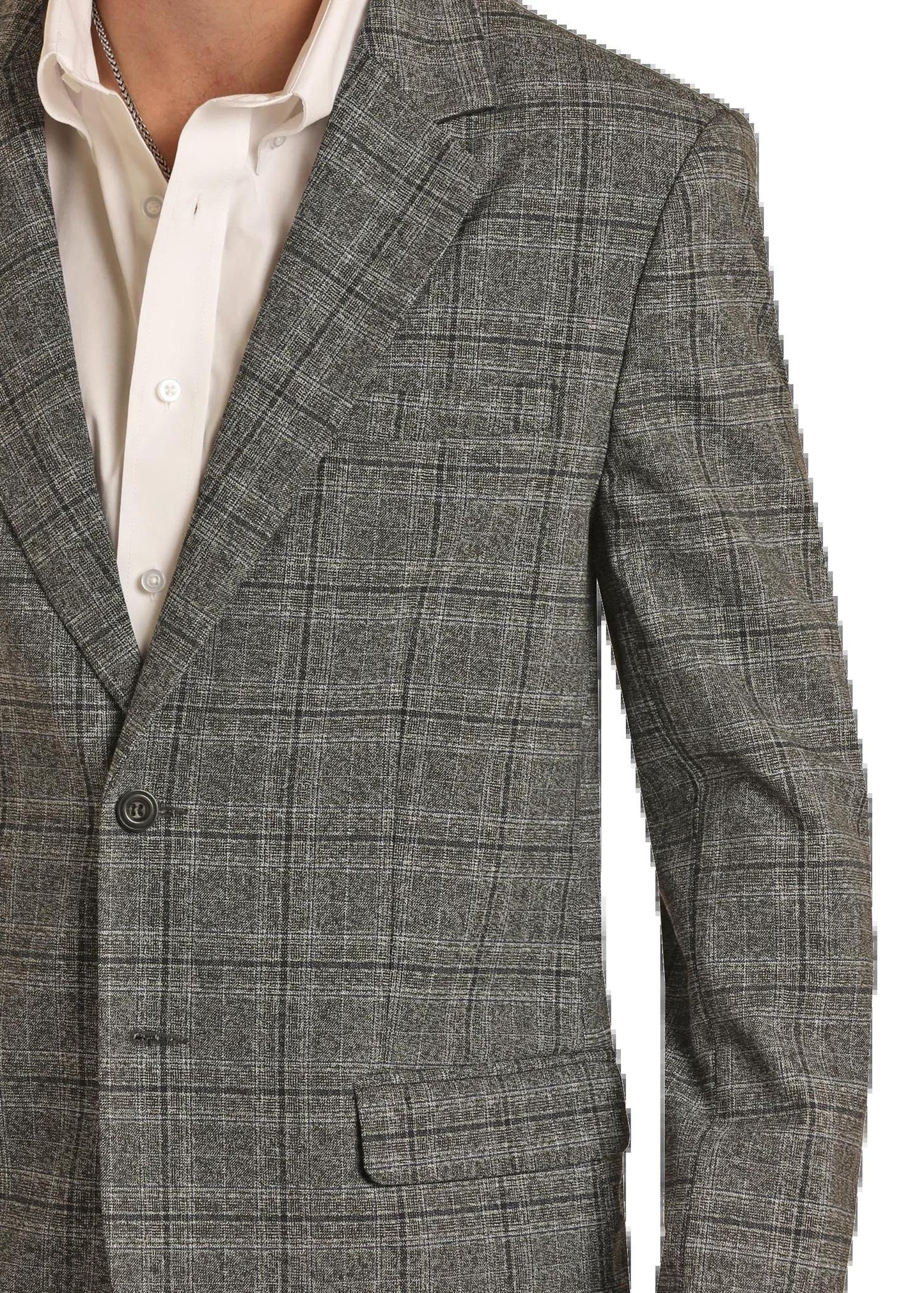 Rock & Roll Men's Charcoal Windowpane Plaid Sport Coat - Rock & Roll Denim