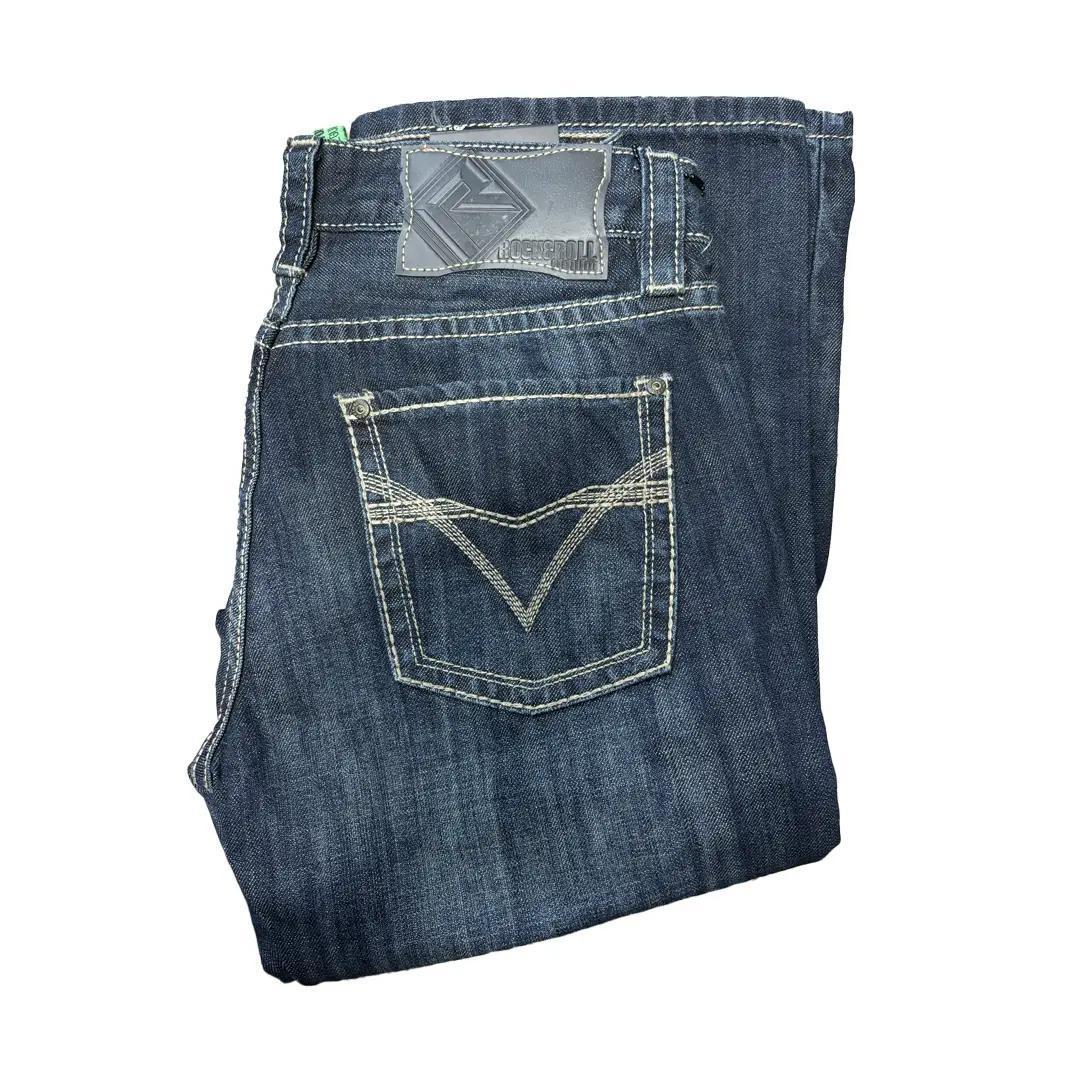 Rock & Roll Men's Pistol Straight Dark Vintage Jeans - Clearance