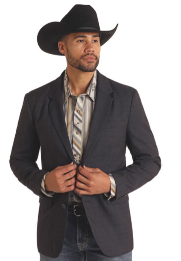 Rock&Roll Men's Plaid Blazer Black