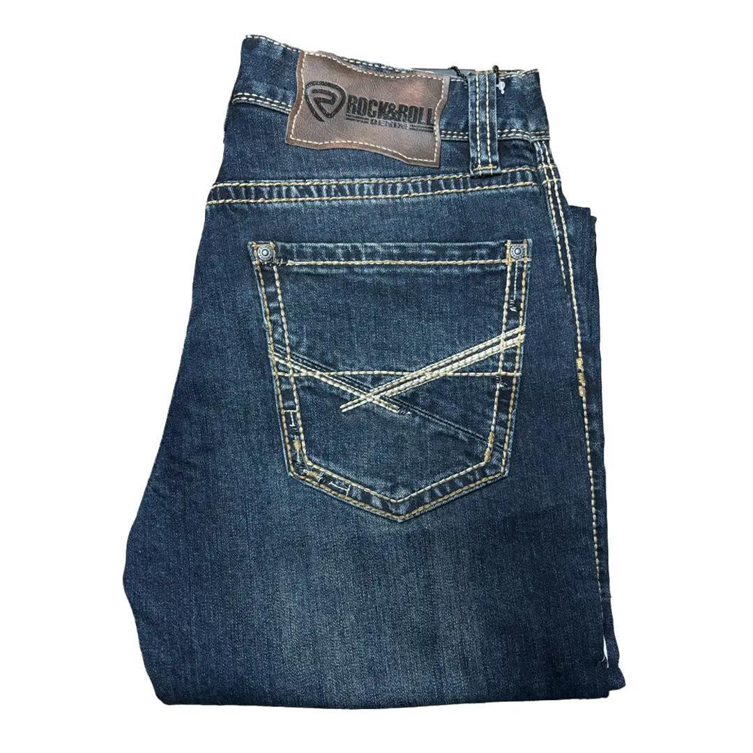 Rock & Roll Men's Reflex Double Barrel Dark Vintage Jeans - Clearance