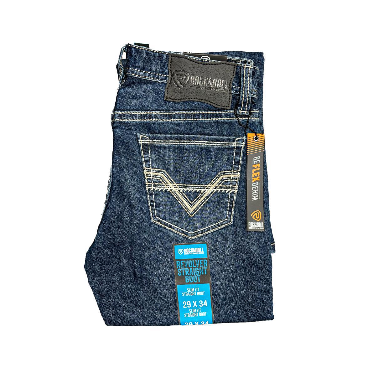 Rock & Roll Men's Two Tone Stitch Revolver Slim Fit Straight Boot