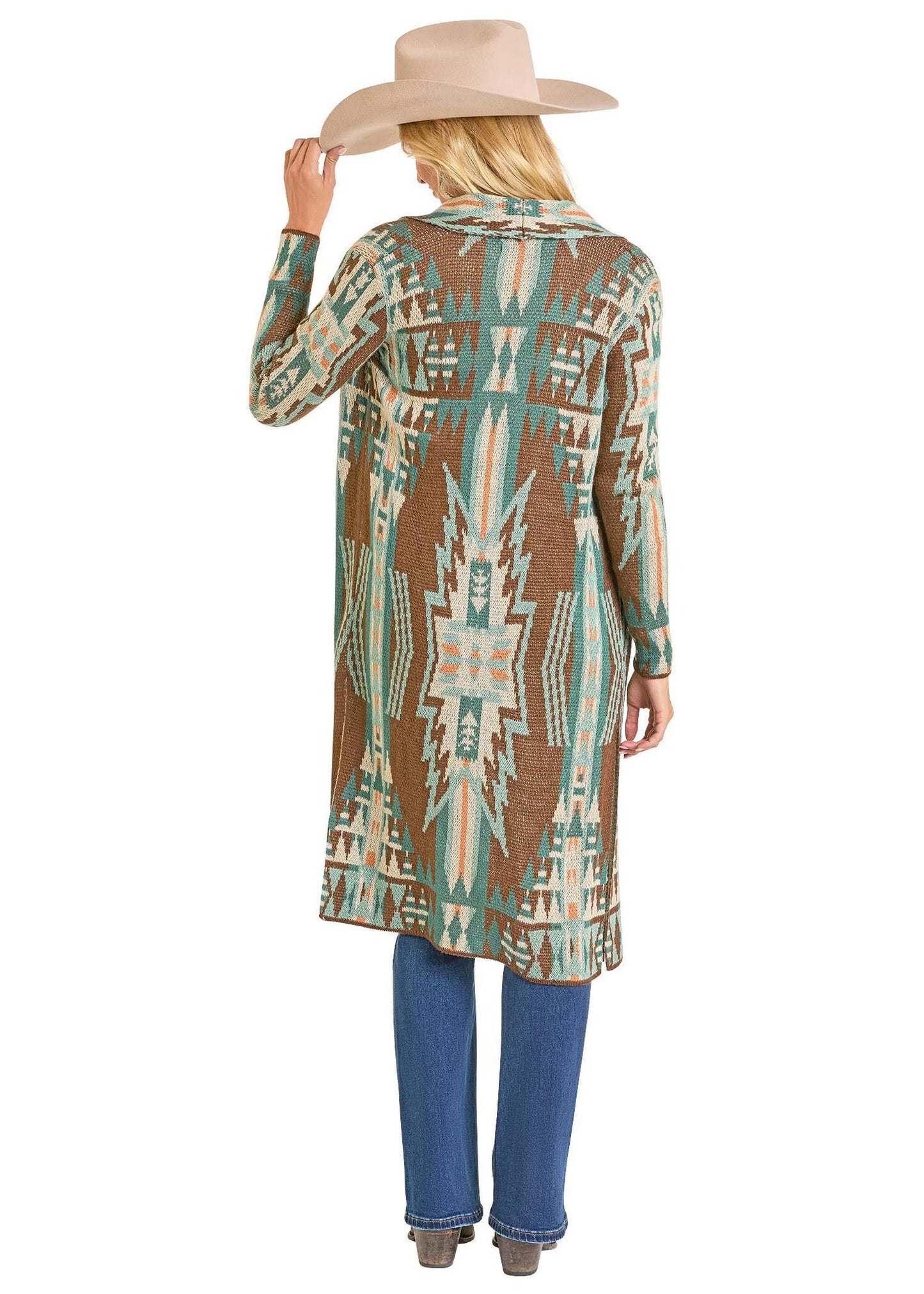 Rock & Roll Multicolor Aztec Knit Duster weis-western-wear