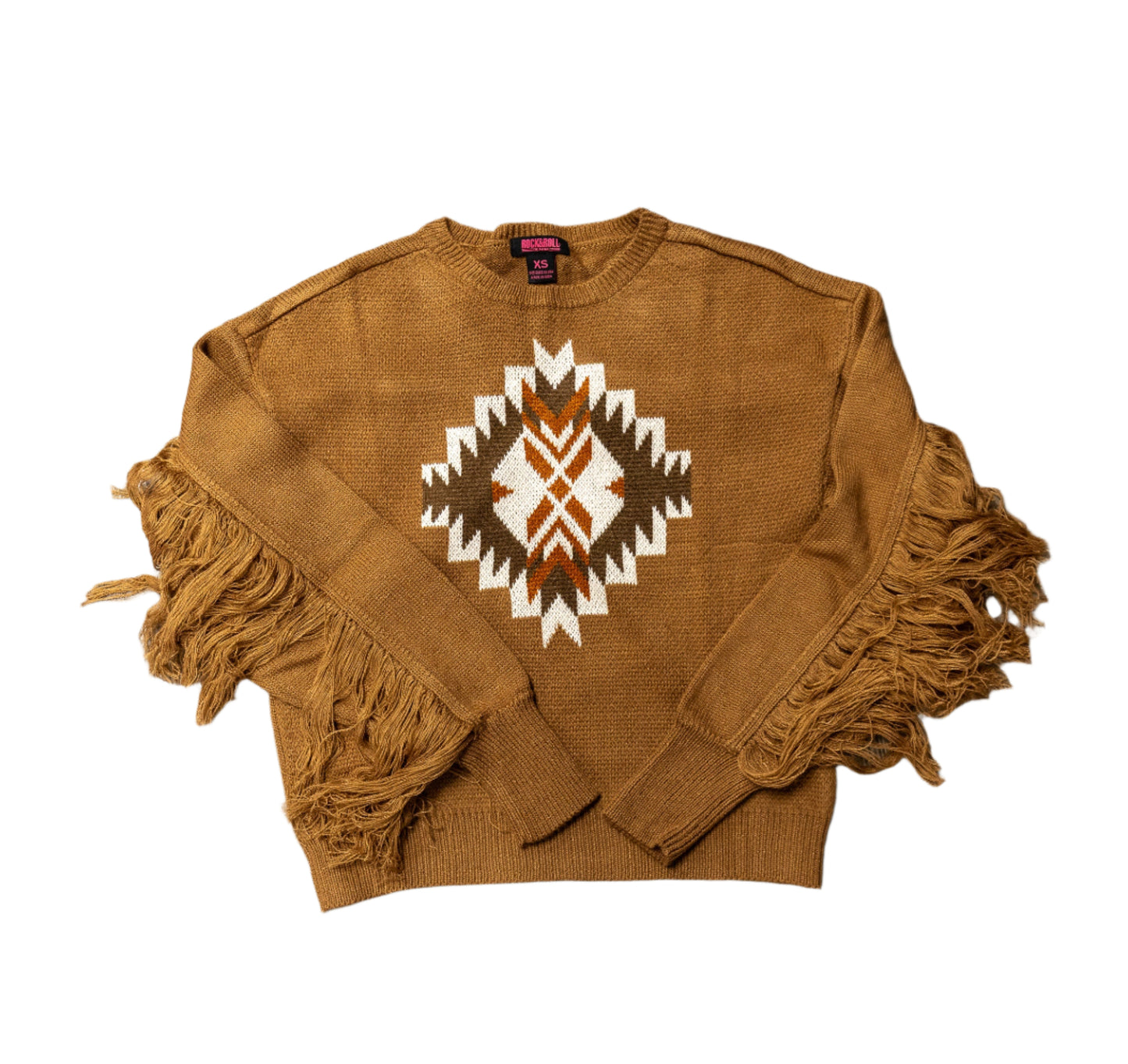 Rock&Roll Women's Aztec Sweater With Fringe