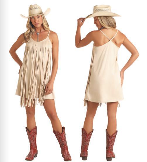 Rock&Roll Women's Microsuede Fringe Dress