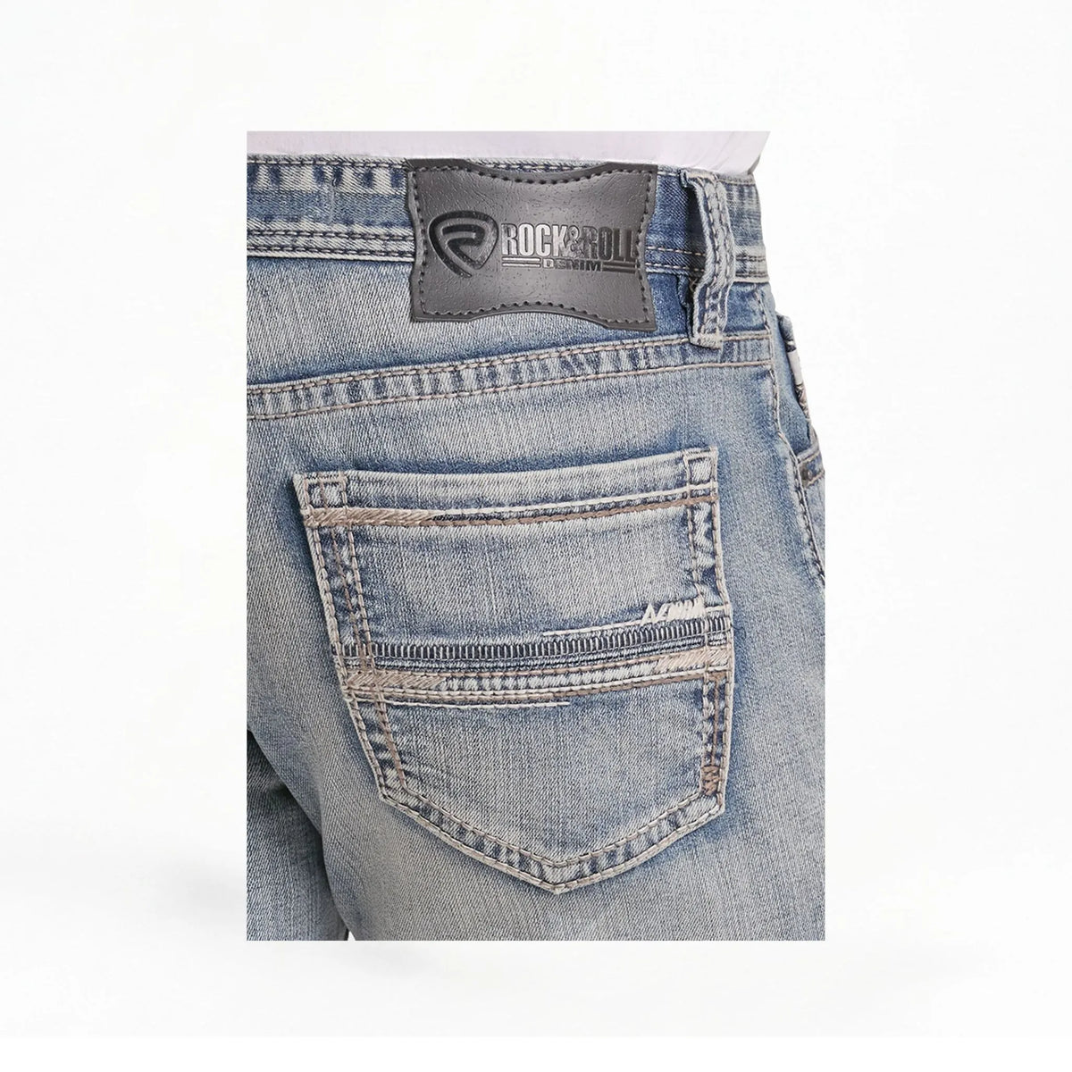 Rock & Roll Denim Men's Slim Fit Straight Stitch Pocket Straight Leg Jeans