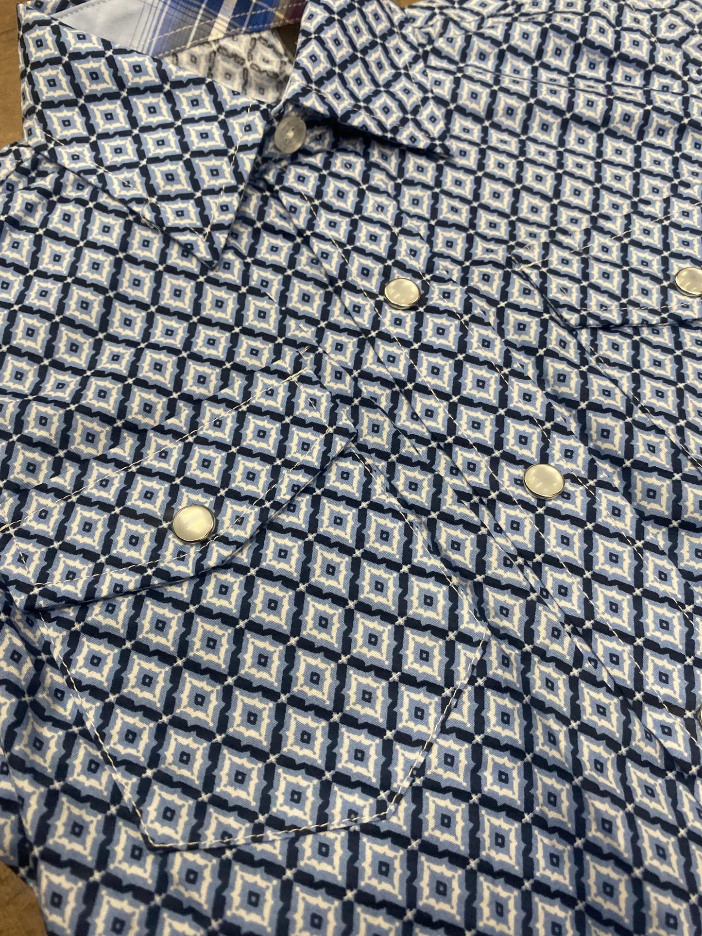 Roper Boy's Long Sleeve Amarillo Snap All Over Print Stretch