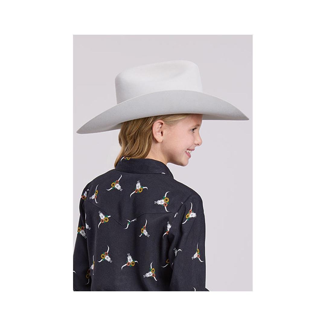 Roper Girl's Skull Long Sleeve Button Up Shirt - Roper