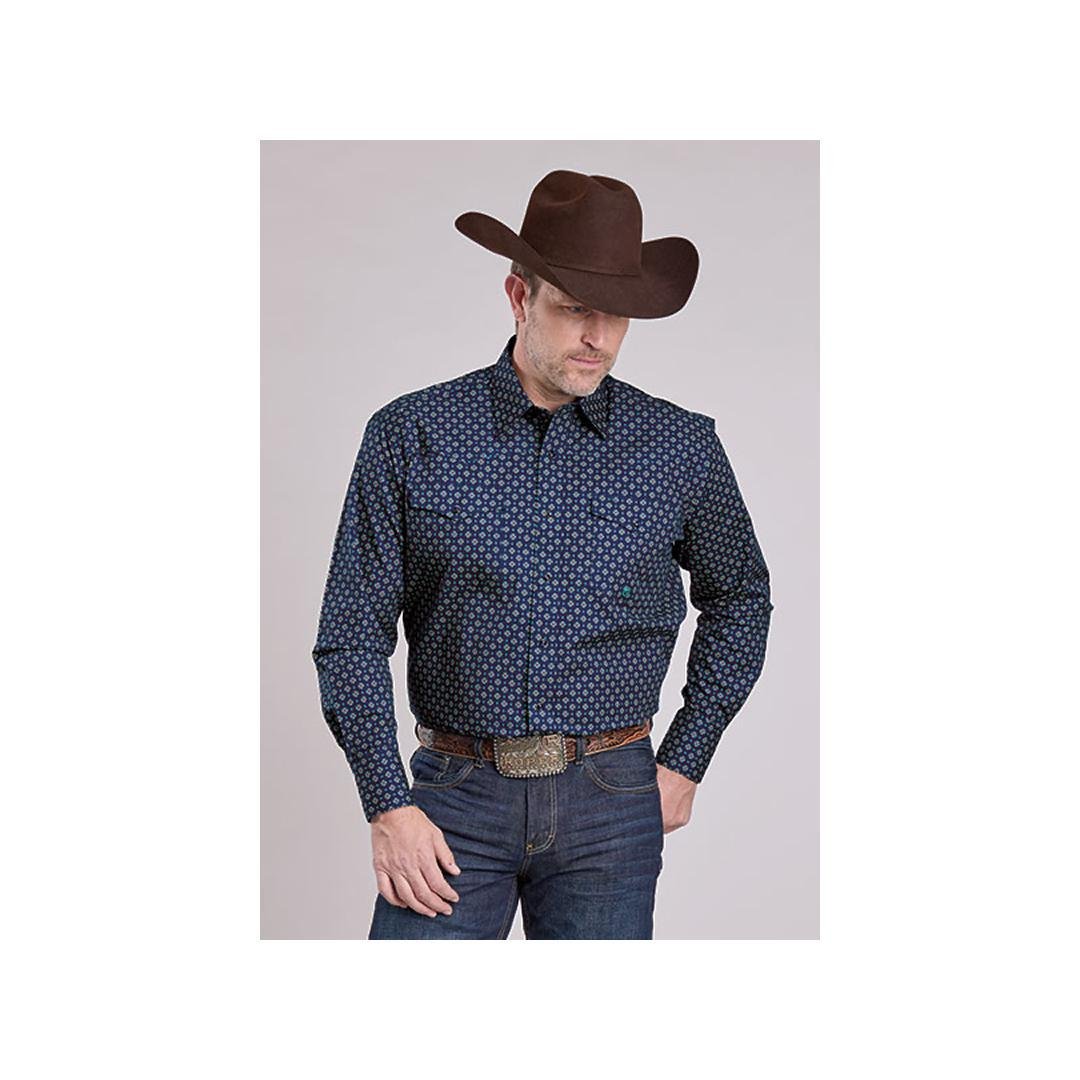 Roper Men's Blue Long Sleeve Snap Western Shirt - Roper