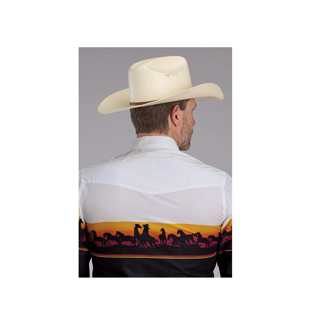 Roper Men's Long Sleeve Sunset Horse Border Print Snap Shirt