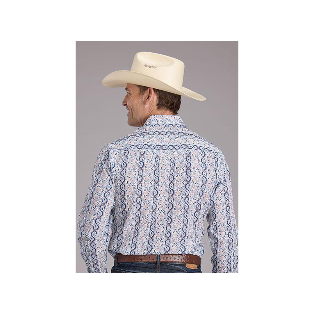 Roper Men's Paisley Trellis Print Western Snap Shirt