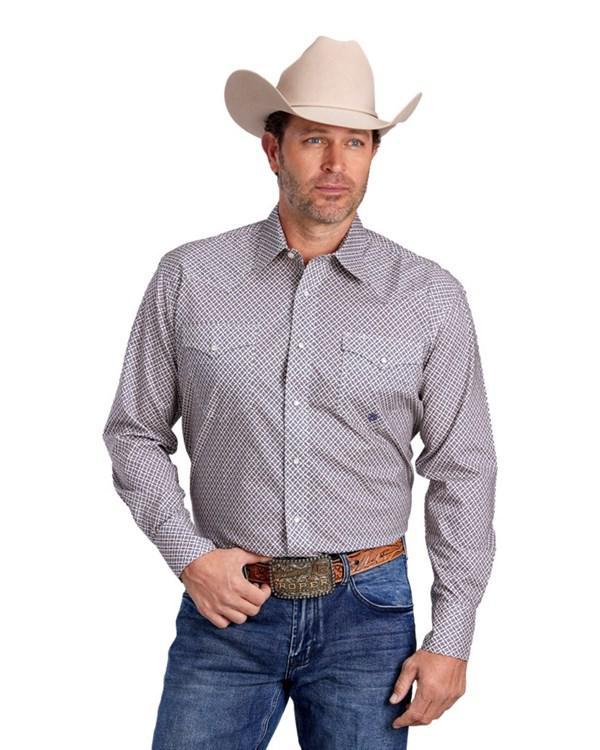 Roper Men's Pinwhell Fouldard Snaps Long Sleeve Western Shirt - Roper