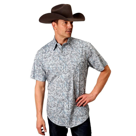 Roper Men’s Shirt Western Short Sleeve Snaps 03-002-0064-4042 BU