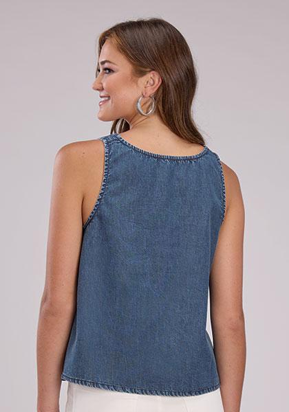Roper Women's Denim Tank With Belt Buckle Straps